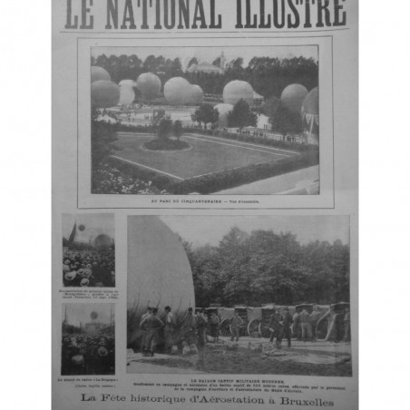 1905 NI BALLON CAPTIF MILITAIRE BRUXELLES FETE AEROSTATIQUE