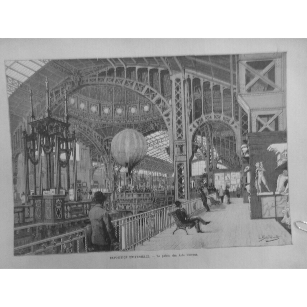 1889 PMI BALLON DIRIGEABLE EXPOSITION PALAIS ARTS LIBERAUX