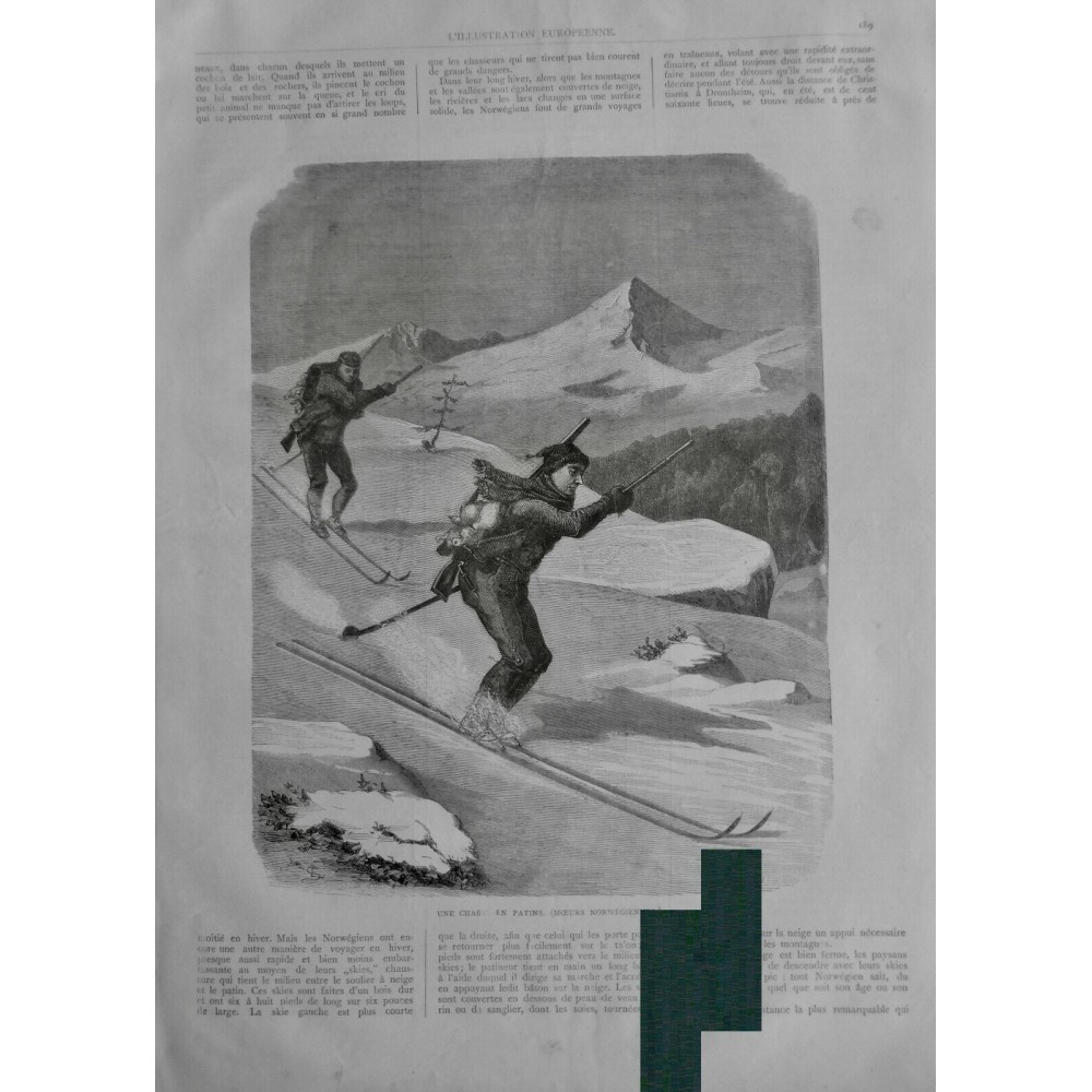 1876 IE SKI SAUT CHASSEUR CHASSE PATIN FUSILS NEIGE