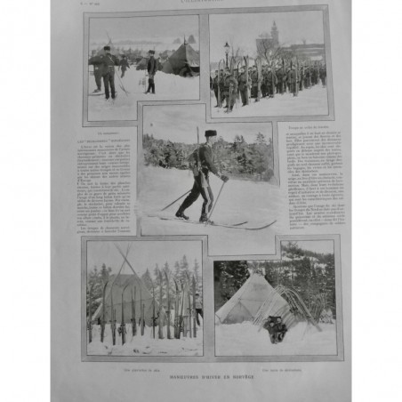 1907 I SKI NORVEGE MANOEUVRES D HIVER TENTE SKIELOEBERS TROUPE