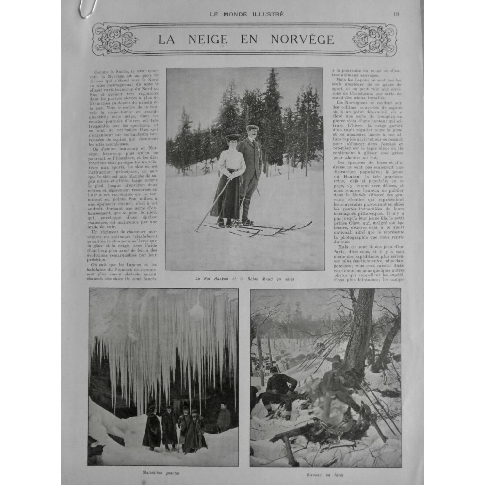 1909 MI SKI NORVEGE ROI HAAKON REINE MAUDE STALACTITE