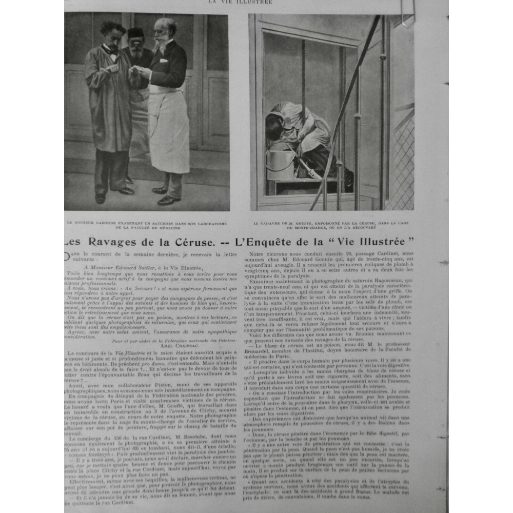 1905 MEDECINE CERUSE RAVAGE DR LABORDE EXAMEN STURNIN CADAVRE POISON GOUFFE