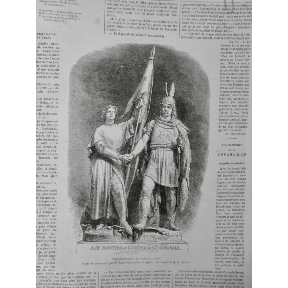 1871 MI SCULPTEUR VERCINGETORIX JEANNE D'ARC MONUMENT EMILE CHATROUSSE JANET