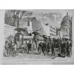 1871 MI PARIS CHEMIN FER EVACUATION BLESSES VAL-DE-GRACE TRAIN WAGON LANCON