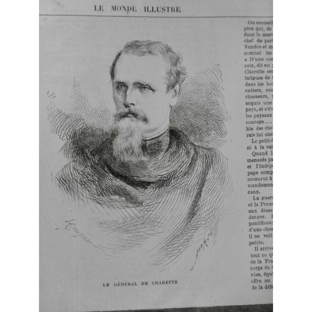 1871 MI GL DE CHARETTE PORTRAIT PARCOURS PROUESSE DESSIN MORIN