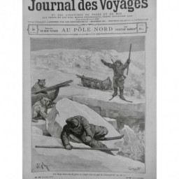 1897 JV SKI POLE NORD JOHANSEN BANQUISE GLACE CHUTE CHIEN