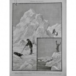 1897 JV SKI POLE NORD BANQUISE GLACE JOHANSEN CHIEN FUSIL