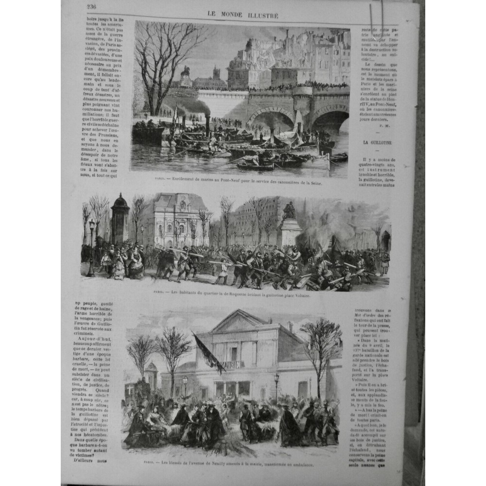 1871 MI PARIS PONT NEUF MARIN ROQUETTE GUILLOTINE MAIRIE NEUILLY AMBULANCE