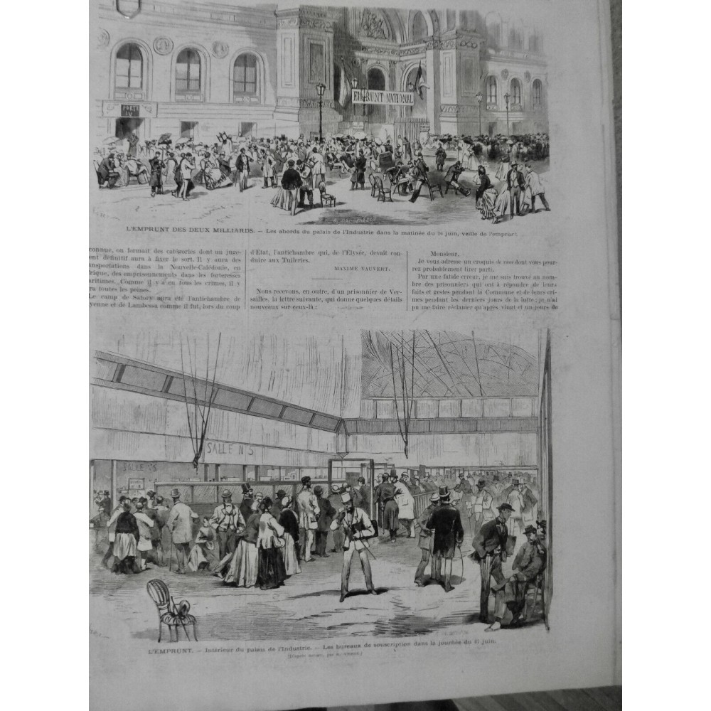 1871 MI EMPRUNT NATIONAL CREDIT PALAIS INDUSTRIE SOUSCRIPTION DESSIN VIERGE