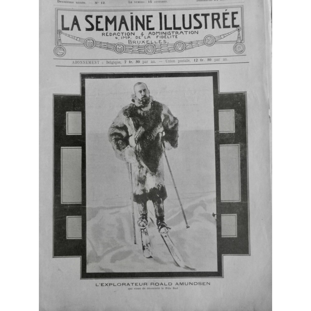 1912 SI SKI ROALD AMUNDSEN EXPLORATEUR POLE SUD DECOUVERTE