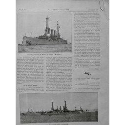 1910 FI FLOTTE MARINE ESCADRE AMERICAINE FRANCE MINNESOTA CUIRASSE