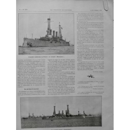 1910 FI FLOTTE MARINE ESCADRE AMERICAINE FRANCE MINNESOTA CUIRASSE