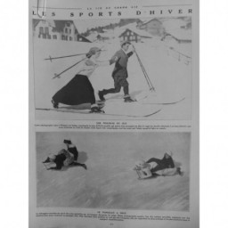 1912 VAGA SKI SUISSE WENGEN DOUBLE TELEMARK TOBBOGAN NEIGE DESCENTE