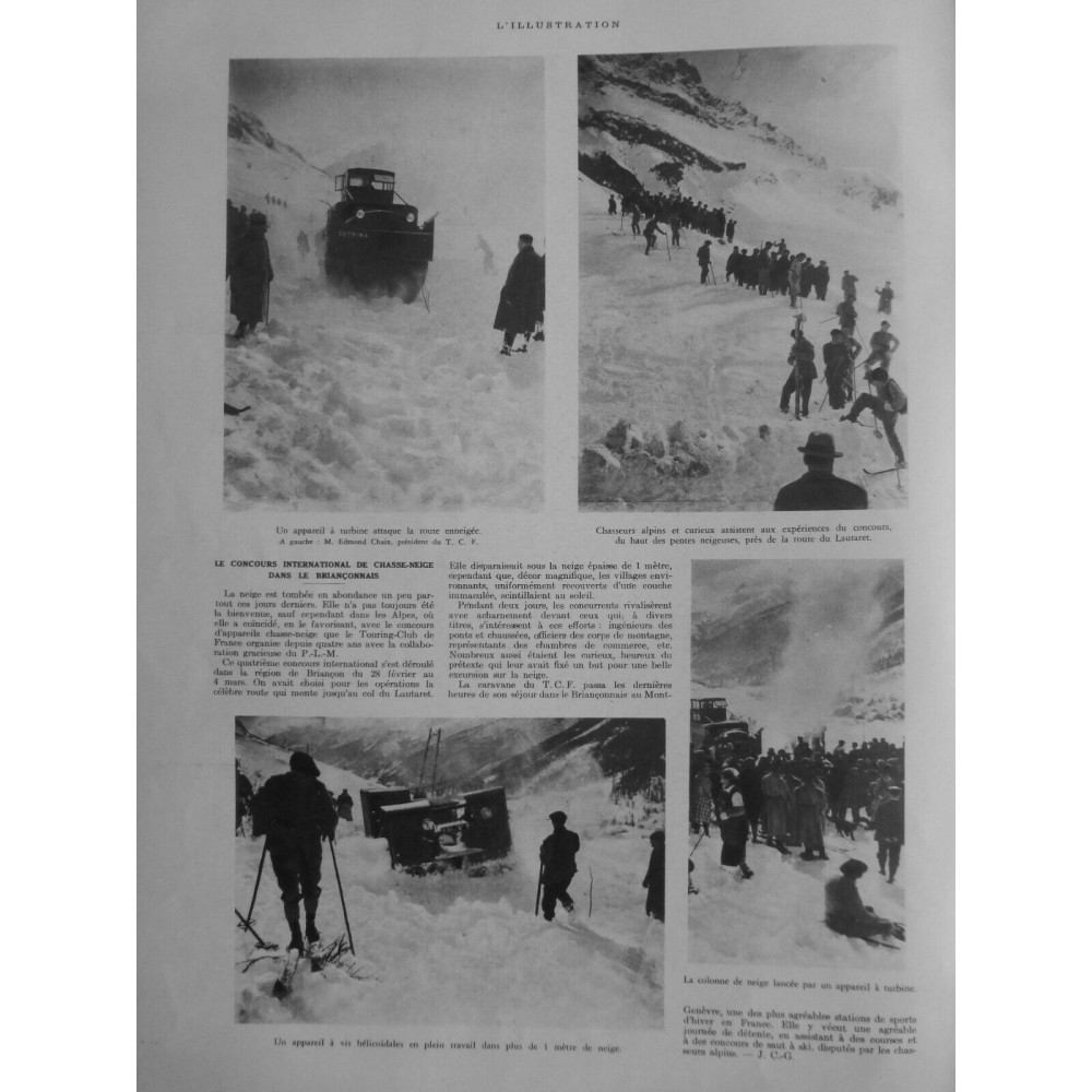 1934 I SKI CHASSE NEIGE BRIANCON CONCOURS COL LAUTARET CHASSEUR ALPIN TURBINE