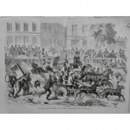 1867 MI ANGLETERRE COURSE EPSOM DERBY CHARIOT ATTELAGE CHEVAL