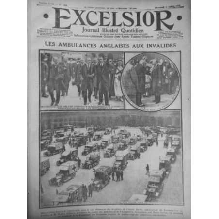 1915 E JUILLET GUERRE AMBULANCE AUTOMOBILE ANGLAISE INVALIDES POINCARE