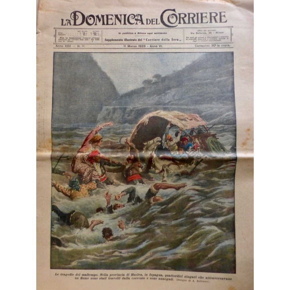 1928 DC ESPAGNE HUELVA RIVIERE COURANT FAMILLE TZIGANE NOYADE