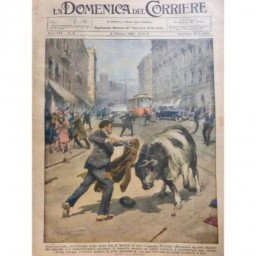 1928 DC MADRID CORRIDA TAUREAU FUGITIF RUE TORERO