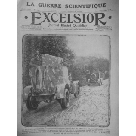 1915 E OCTOBRE GUERRE AUTO CANON TIRS OBSTACLES