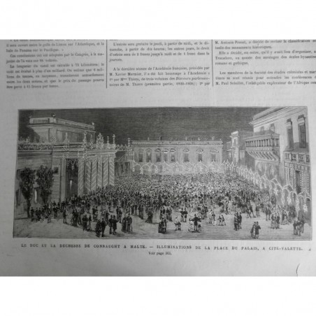 1879 UI ILE MALTE DUC DUCHESSE GONNAUGHT ILLUMINATION PALAIS