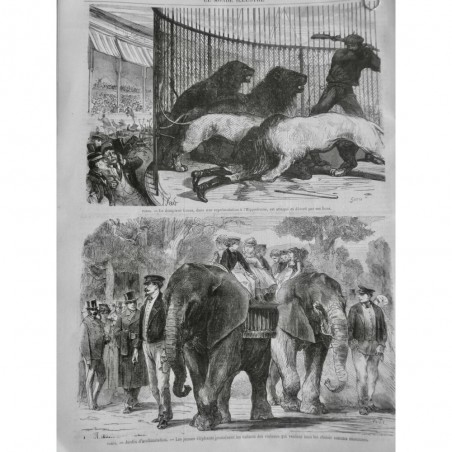 1869 MI CIRQUE ANIMAUX PARIS DOMPTEUR LUCAS ATTAQUÉ DEVORÉ LIONS CAGE