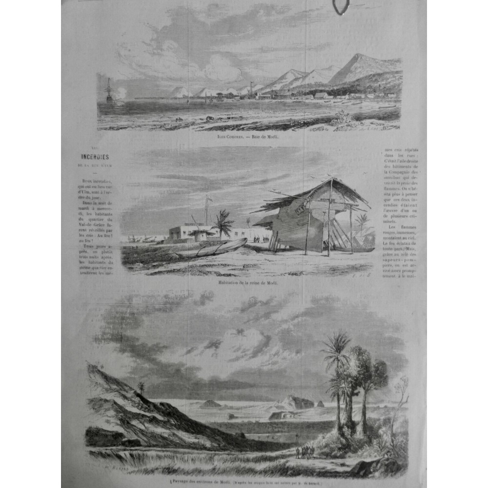 1868 MI ILES COMORRES BAIE MOELI HABITATION REINE