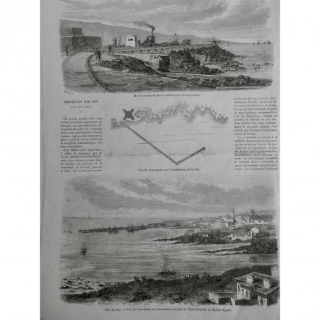 1867 MI ILE AçORES PONTA DELGADA SAN MIGUEL CONSTRUCTION PORT BRISE LAME