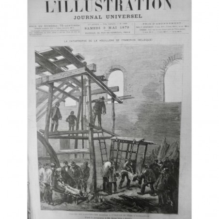 1879 MINEUR BELGE MINE PUITS EXPLOSION EXTRACTION ARRIVEE CADAVRE GHEMAR FRERES