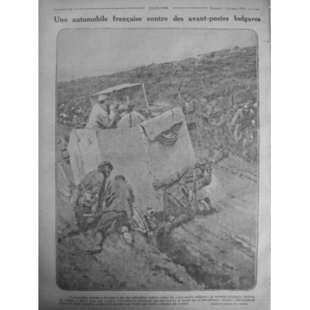 1915 E DECEMBRE GUERRE AUTOMOBILE BLINDEE ACCIDENT ORNIERE MITRAILLEUSE