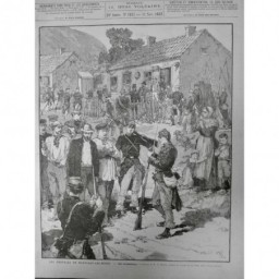 1882 MINE MONTCEAU TROUBLES ARRESTATION GARDE CIVILE DESSIN HAENEN