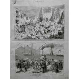 1883 UI CASAMICCIOLA TREMBLEMENT TERRE SAUVETAGE BLESSÉS ARRIVEE VICTIME NAPLES