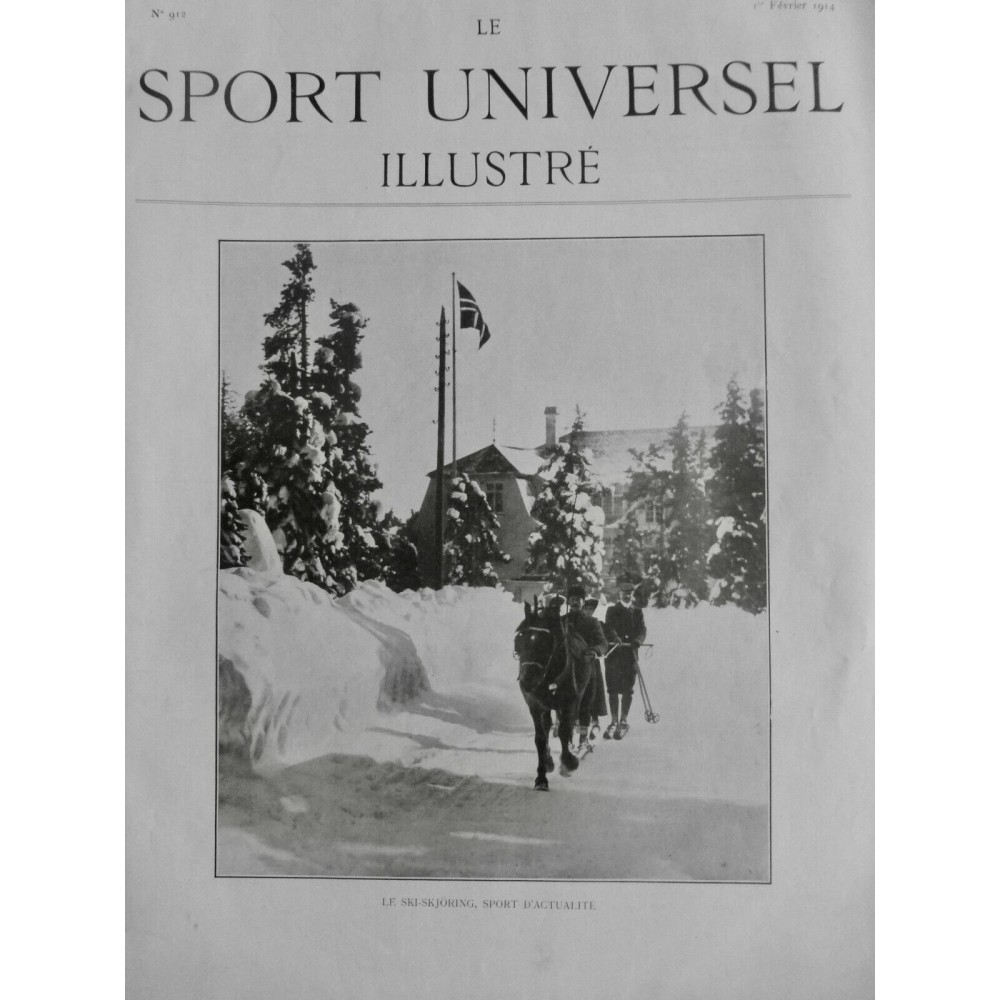 1914 SUI SKI SKJORING CHEVAL ATTELAGE GLISSADE