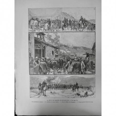 1886 MINE DE DECAZEVILLE MINEUR GREVE ARRESTATION TROUPE ENTREE MINE CONCILIABUL