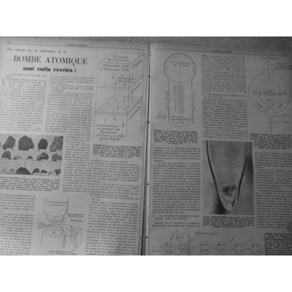 1946 PI BOMBE ATOMIQUE URANUIM PLUTONIUM EXPLOSIF SCHEMA DIFFUSION GAZEUSE