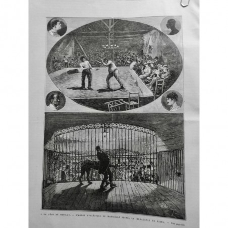 1883 UI CIRQUE DOMPTEUR BIDEL CAGE LION PANTHERE SPECTATEUR COMBAT CATCH MARSEIL