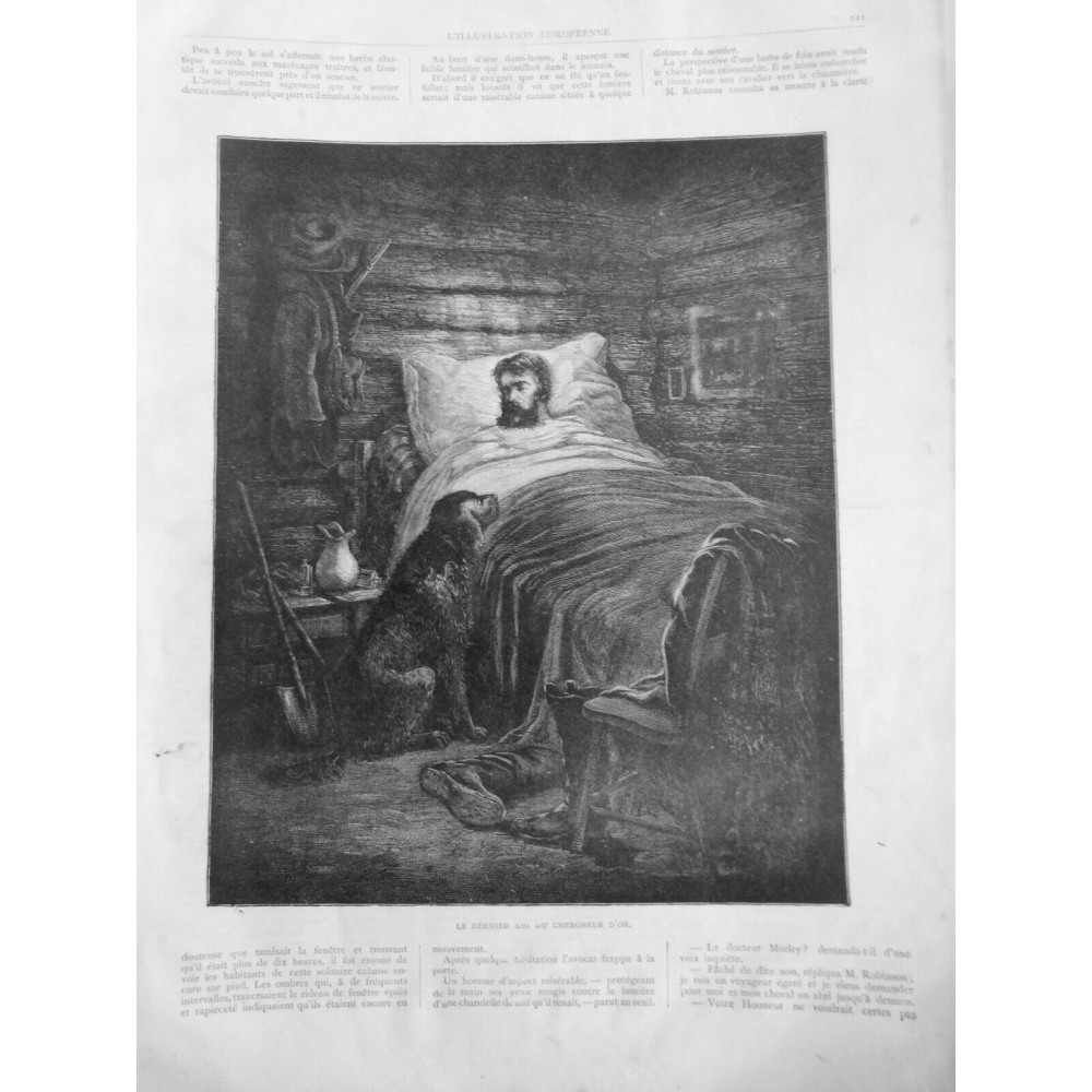 1876 IE OR CHERCHEUR AMI FIDELE CHIEN CABANE LIT SOMMEIL