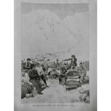 1898 UI OR CHAMP KLONKYDE PASSE CHILKOOT MONTAGNE NEIGE CAMPEMENT