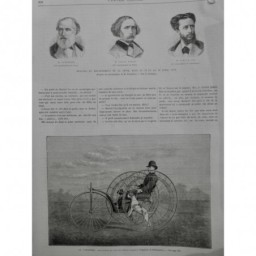 1876 UI CYNOFERE VELOCIPEDE TRICYCLE MU CHIENS ROUES