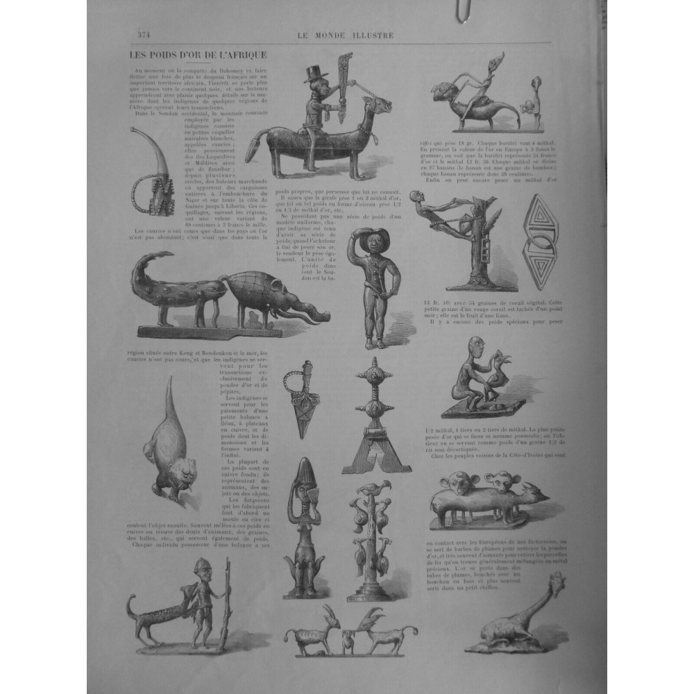 1892 MI OR AFRIQUE POIDS OR BALANCE MITKAL TRANSPORT