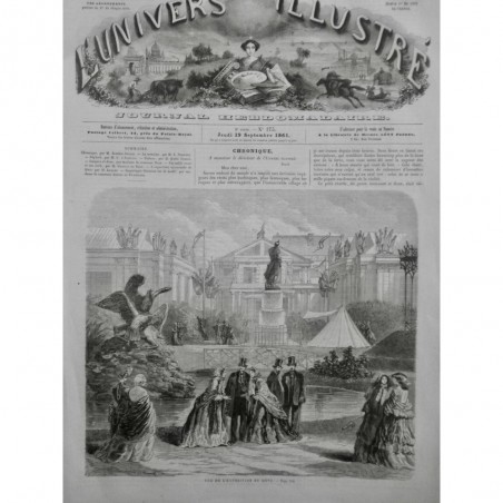 1870 UI METZ EXPOSITION PAVILLONS JARDIN PARC FONTAINE AIGLE