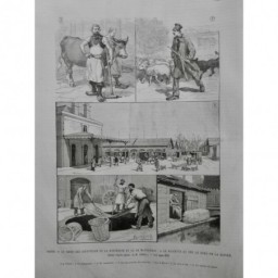 1888 UI PARIS BOUCHERIE MEGISSERIE CRISE ABATTOIR FOSSE TAN BIEVRE VILLETTE