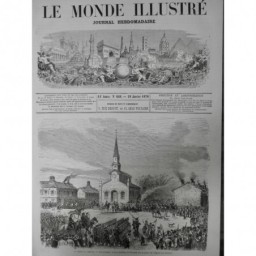 1870 MINE CREUSOT MINEUR GREVE EGLISE ARRIVEE TROUPE