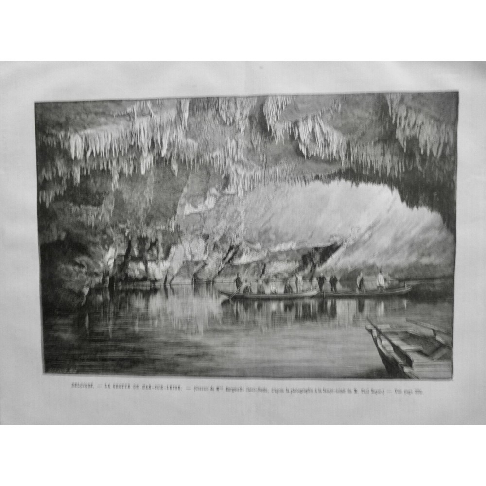 1892 UI BELGIQUE GROTTE HAN-SUR-LESSE ROCHER RIVIERE LESSE STALACTITE STALAGMITE