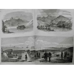 1864 UI GUERRE AMERIQUE FORTIFICATIONS CHARLESTOWN MER ARTILLERIE