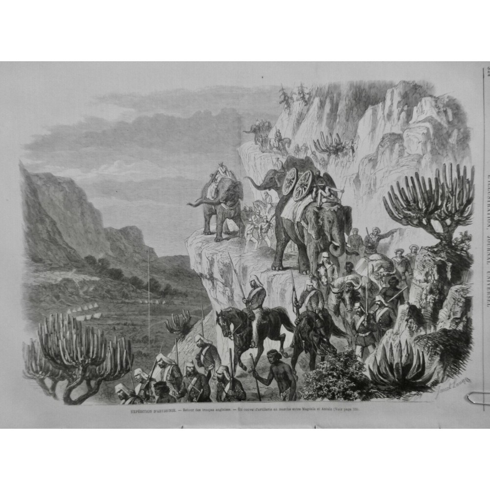 1868 I ABYSSINIE TROUPE ANGLAISE ARTILLERIE ELEPHANT MAGDALA ANTALO