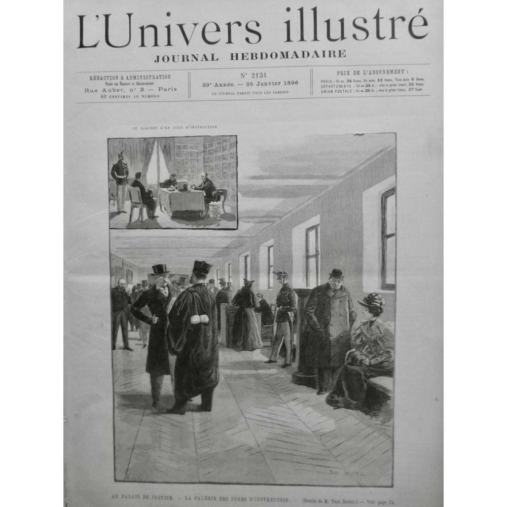 1896 UI PALAIS JUSTICE CABINET JUGE INSTRUCTION AVOCAT TRIBUNAL DESSIN DESTEZ