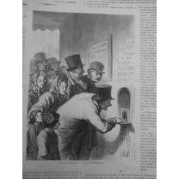 1862 JM DAUMIER DESSIN GUICHET THEATRE ENTREE