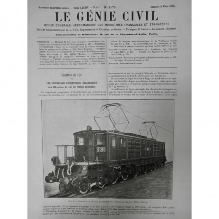 1924 1ER TRAIN INAUGURATION NOUVELLE LIGNE LOCOMOTIVE ELECTRIQUE ETAT JAPONAIS