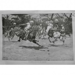 1896 UI POLO PARTIE INDES ANGLAISE BALLE CHEVAUX MAILLET SPORT EQUIPE PEDESTRE