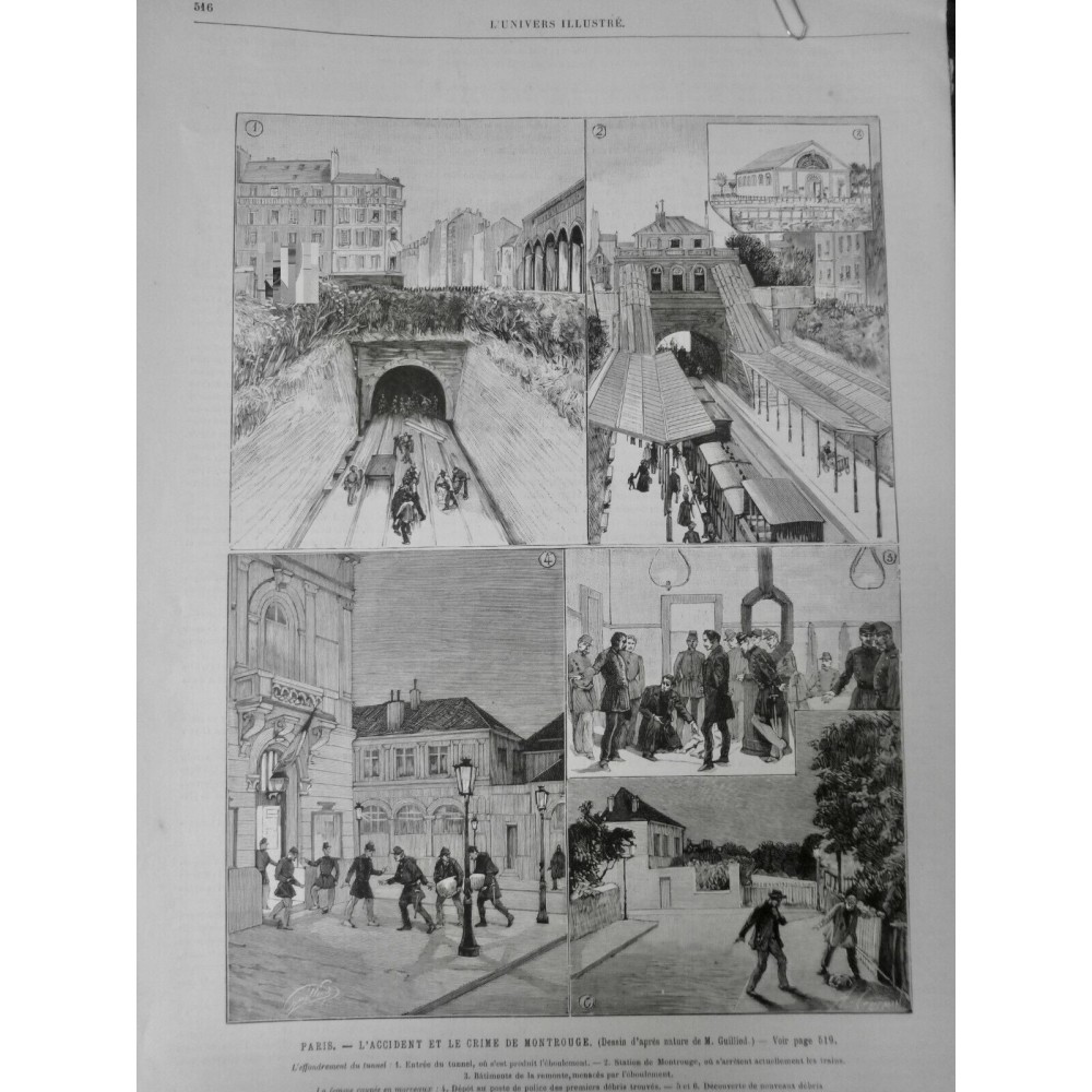 1886 1ER ACCIDENT TRAIN EFFONDREMENT TUNNEL STATION MONTROUGE FEMME DEMEMBREE